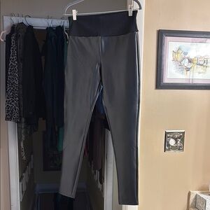 NWOT Red Hot Spanx Black Faux Leather Pull On Pants Leggings L